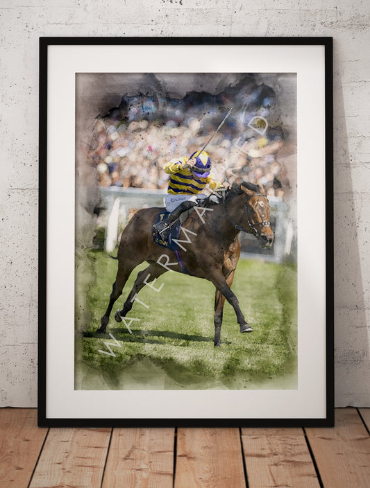 American Affair Racehorse Print - Digital Watercolour Art