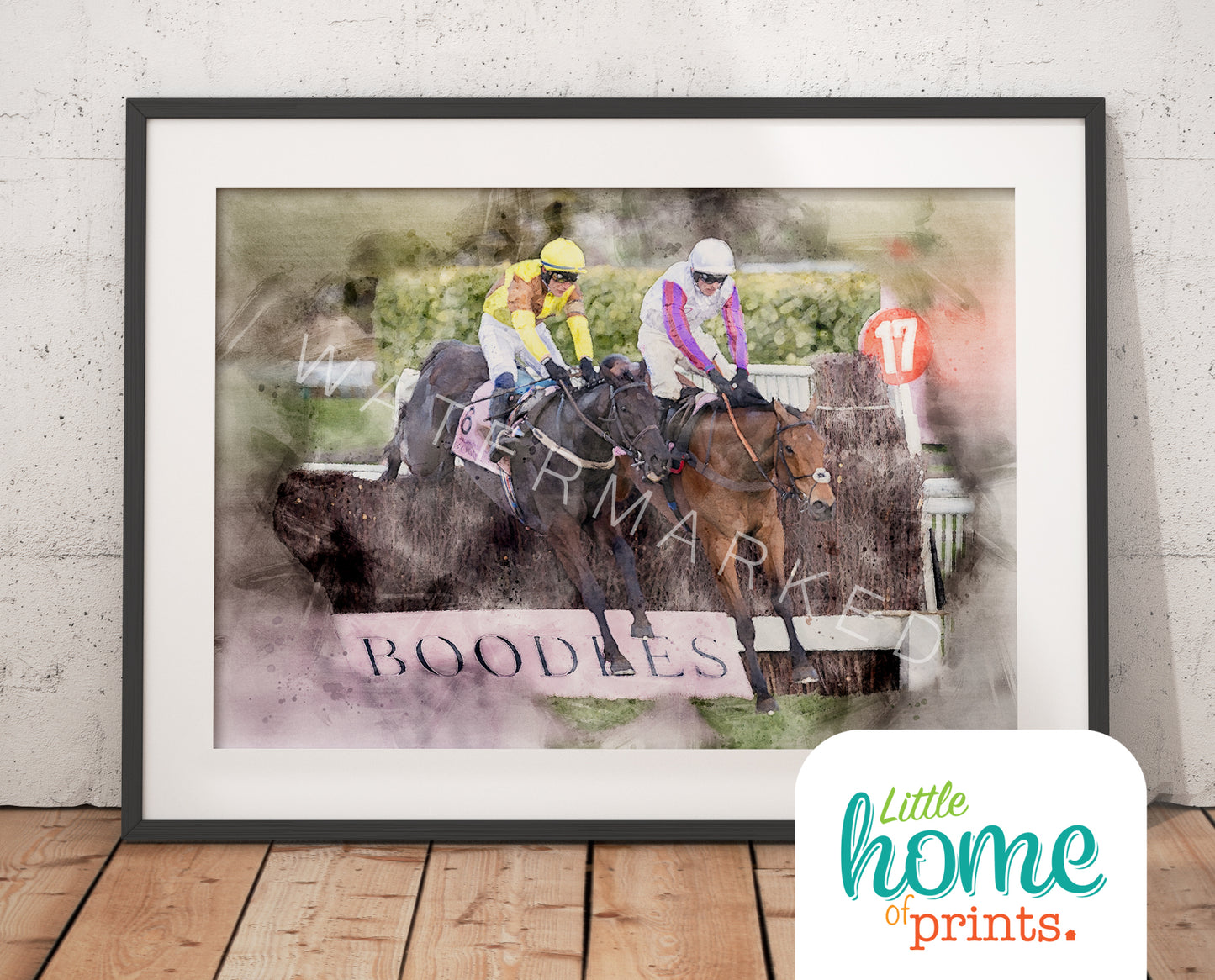 Galopin Des Champs and Bravemansgame - Racehorse Print - Digital Watercolour Art