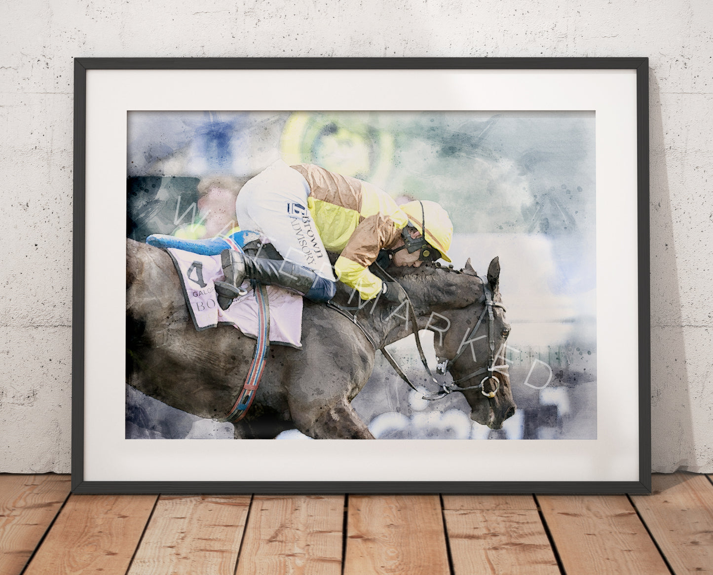Galopin Des Champs Racehorse Print - Close Up Digital Watercolour Art