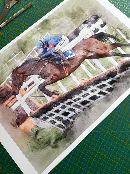 Hurricane Fly Racehorse Print - Digital Watercolour Art