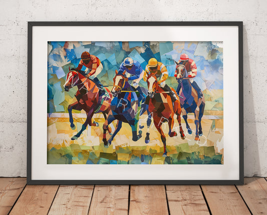 A Hint of Cubism - Racehorses - Digital Art
