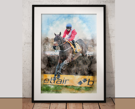 A Plus Tard Racehorse Print - Digital Watercolour Art