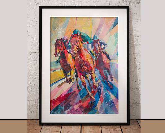 Abstract 'Leading The Way' Racehorse Art - Digital Print