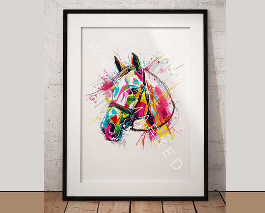 Colourful Vector Style Racehorse Print - Digital Art