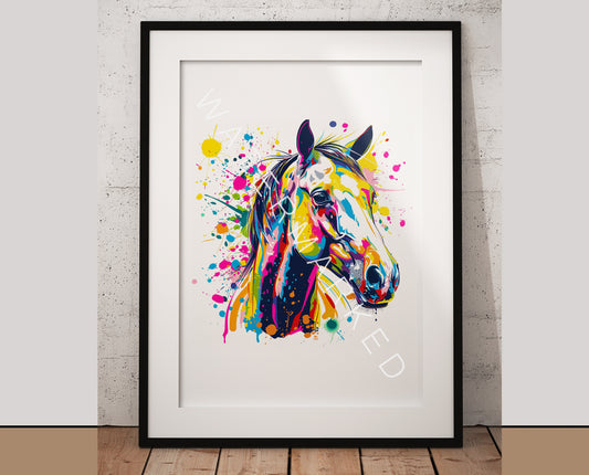 Colourful Vector Splash Racehorse Print - Digital Art