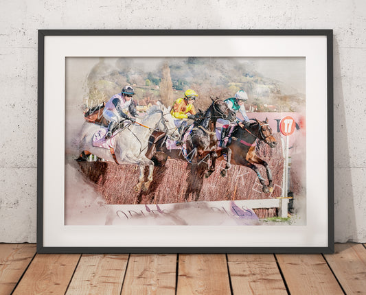 Galopin Des Champs Racehorse Print - Digital Watercolour Art