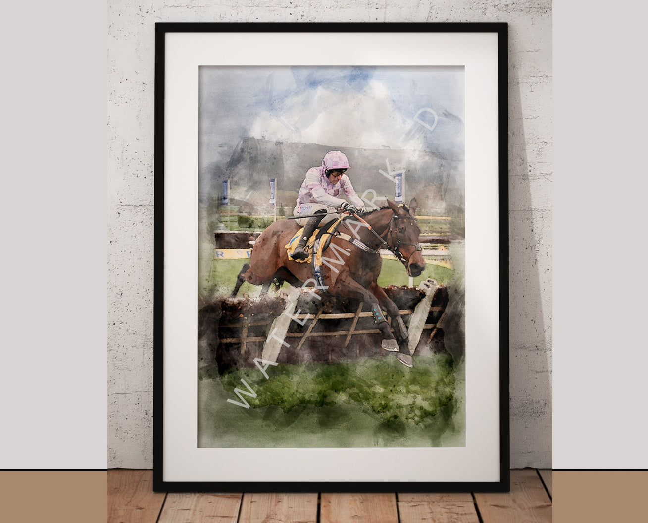 Golden Ace Racehorse Print - Digital Watercolour Art