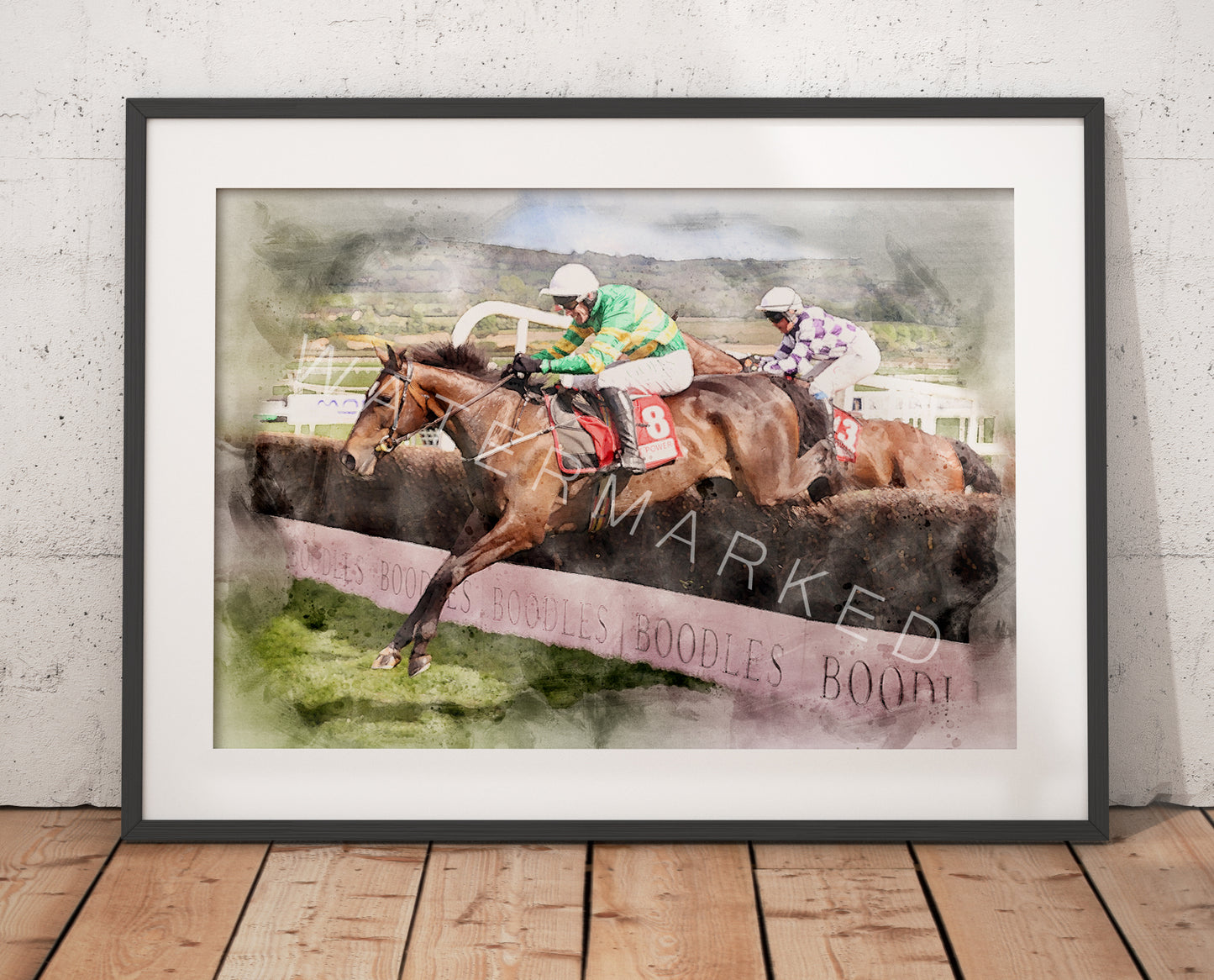 It's On The Line Racehorse Print - Digital Watercolour Art