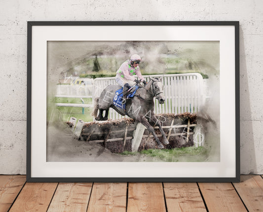 Lossiemouth Racehorse Print - Digital Watercolour Art