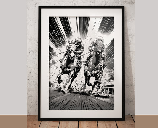 Comic Book Racehorse Print - Digital Art
