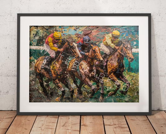 Mixed Media Art Racehorse Print - Digital Art