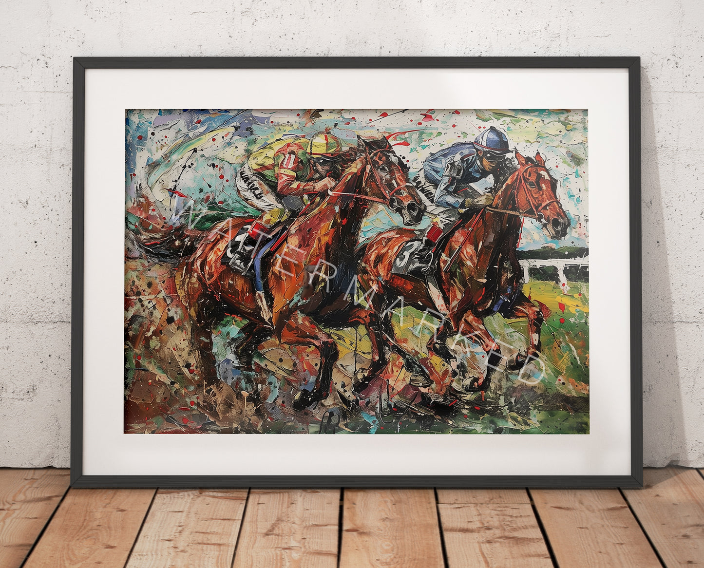 Racehorses in Action - Oils and Splatters - Digital Art