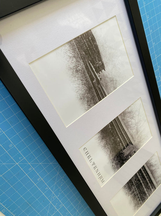 Cheltenham racecourse 50 x 23 cm gloss finish triptych framed