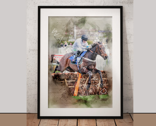 Constitution Hill Portrait Racehorse Print - Digital Watercolour Art
