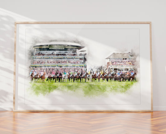Grand National Field - Horse Racing Digital Watercolour Print