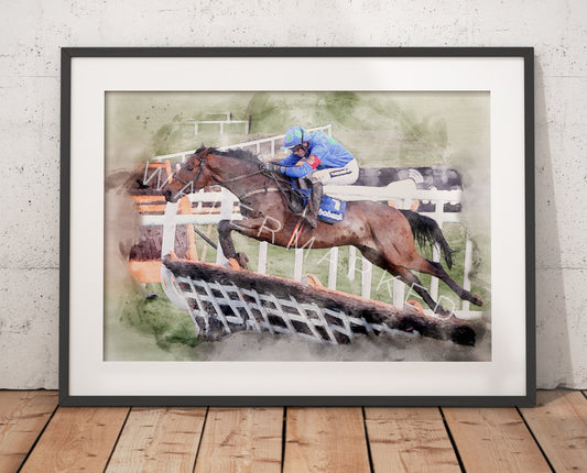 Hurricane Fly Racehorse Print - Digital Watercolour Art