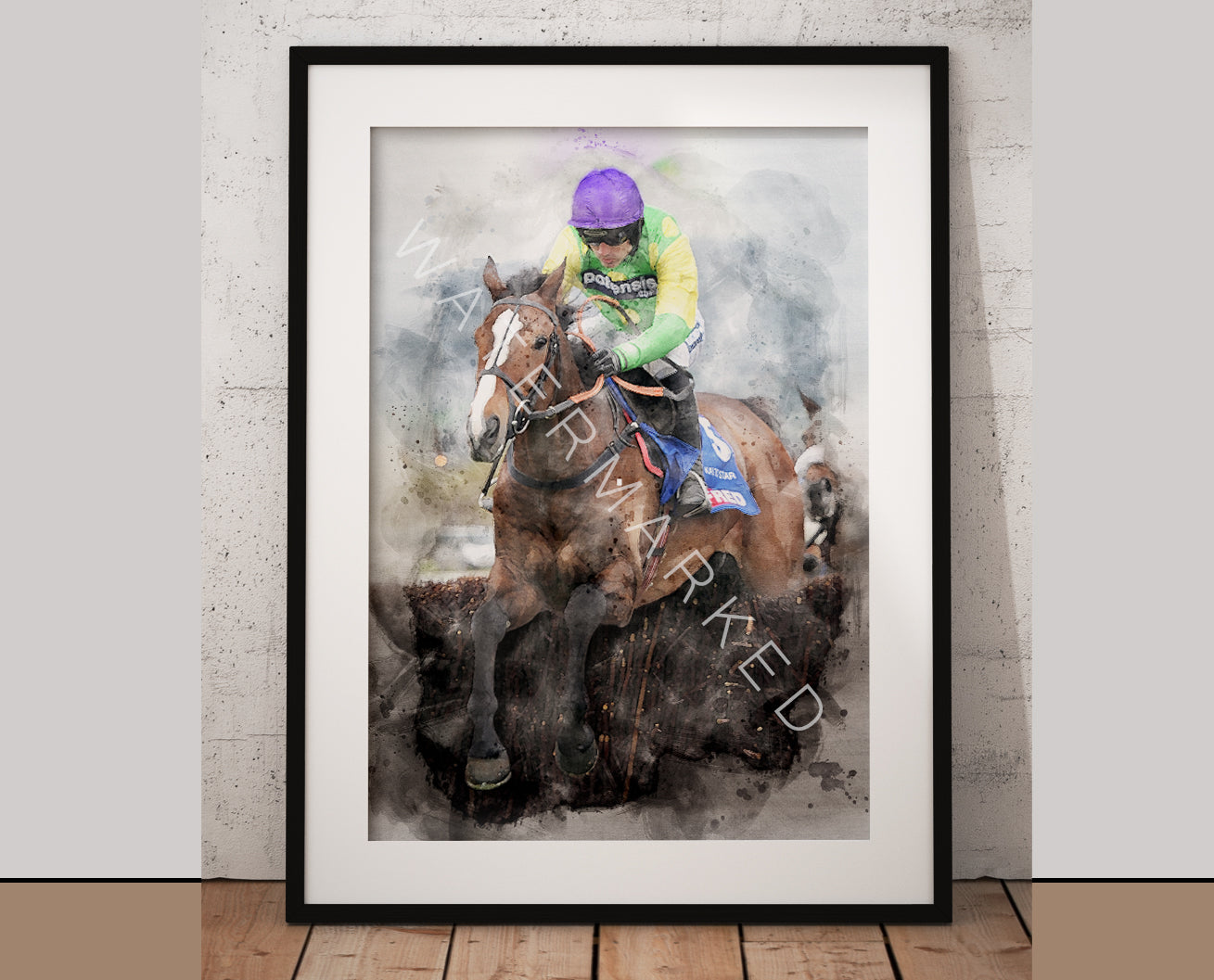 Kauto Star Racehorse Print Portrait - Digital Watercolour Art