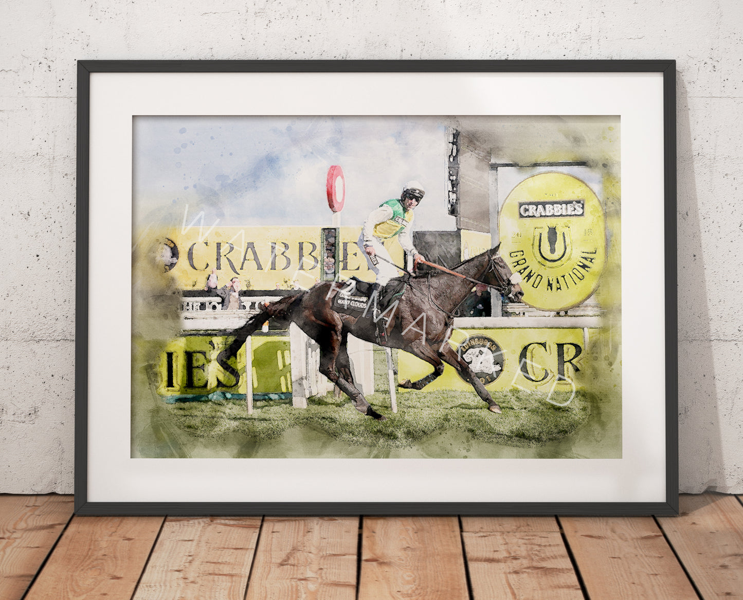 Many Clouds Racehorse Print - Digital Watercolour Art