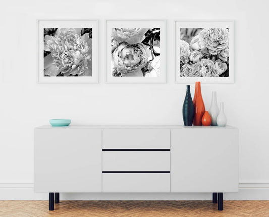 Peonies wall art set - Digital Watercolour Prints