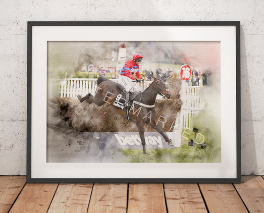 Sprinter Sacre Racehorse Print - Digital Watercolour Art