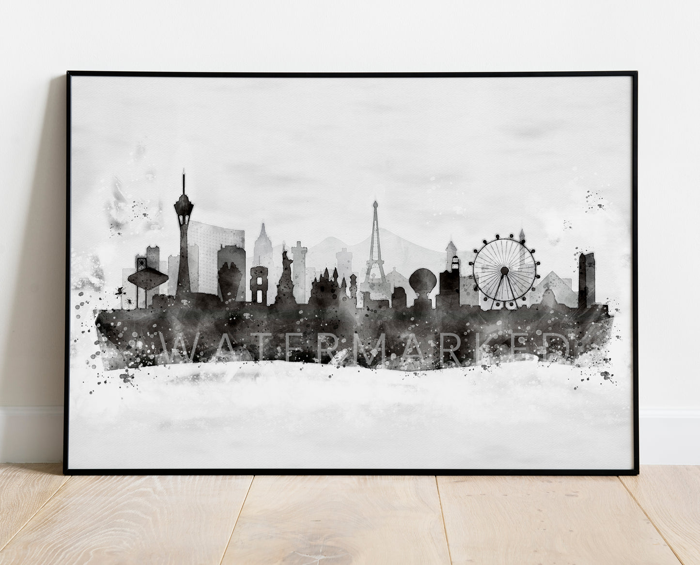 Las Vegas Skyline Print Cityscape - Digital Watercolour Print