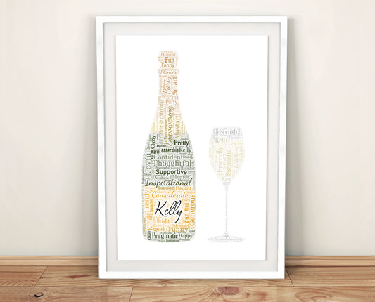 Wine Celebration Leaving Tribute Word Art - Digital Watercolour Print